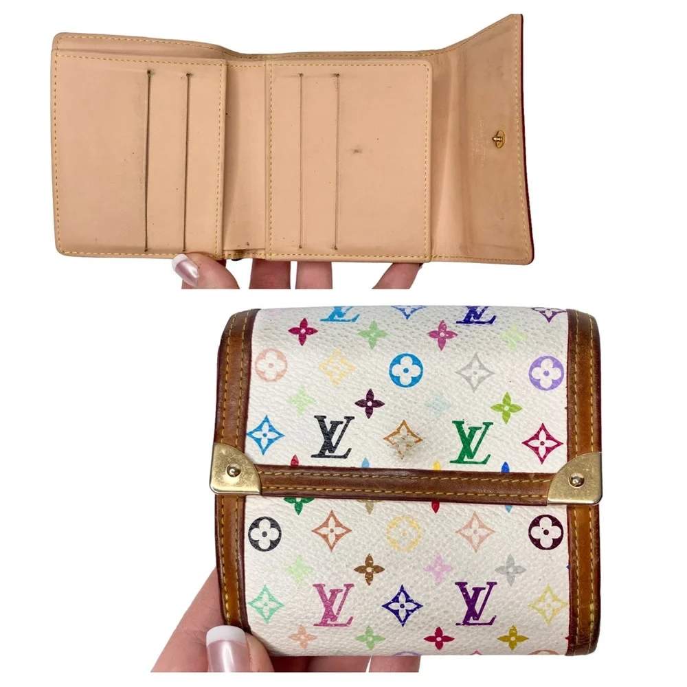 Authentic Vintage Louis Vuitton Murakami Multicolor White Rainbow Compact Wallet